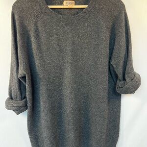 1901 100% Cashmere Sweater Mens XL Charcoal Gray Crewneck Knit - unisex